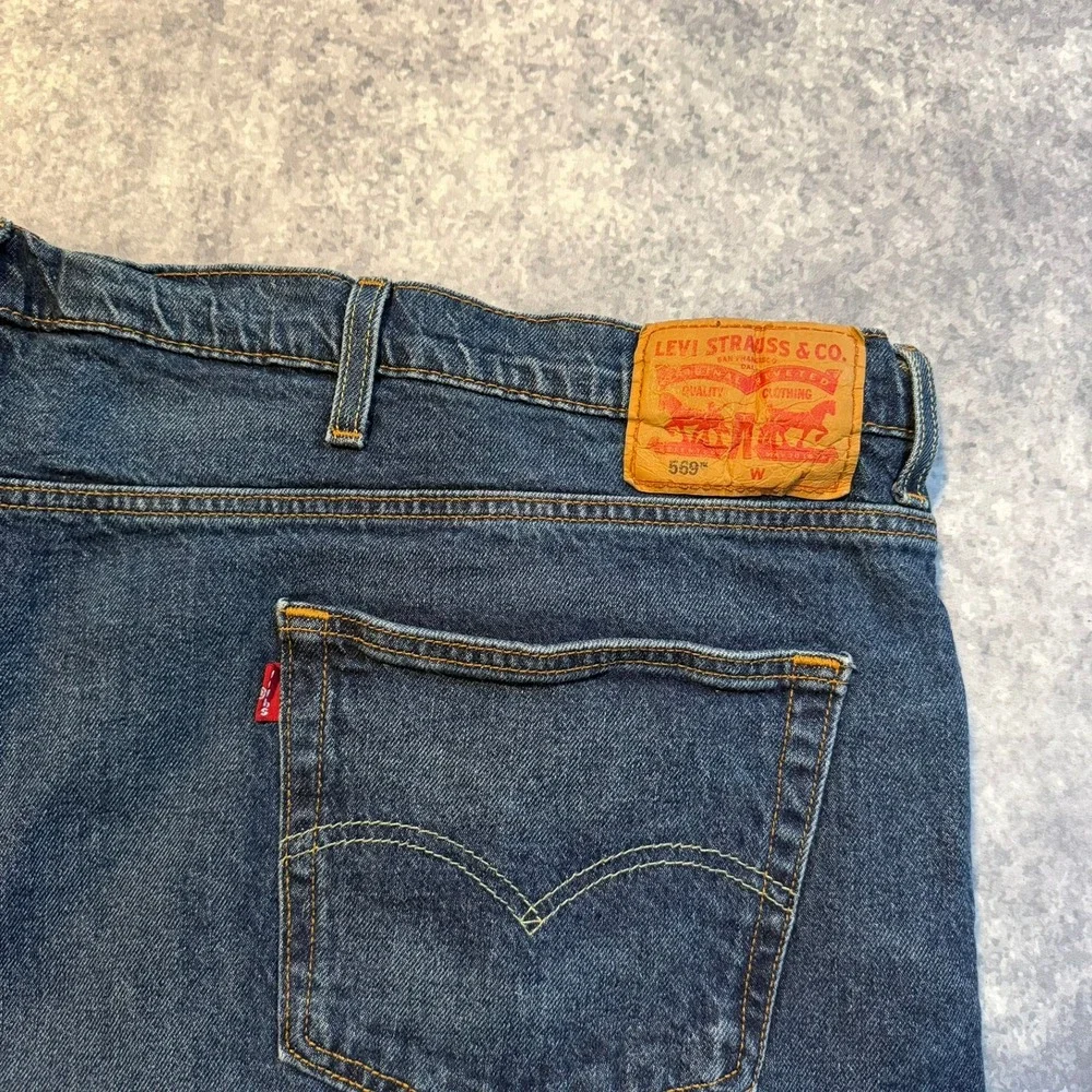 Levis 569 Loose Straight Denim‎ Shorts Mens Blue Jean Shorts 54W Big & Tall